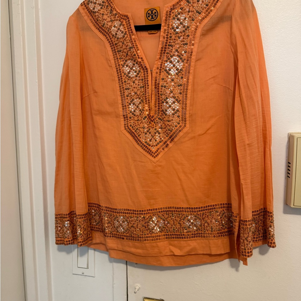 Tory Burch Orange Sequin Tunic